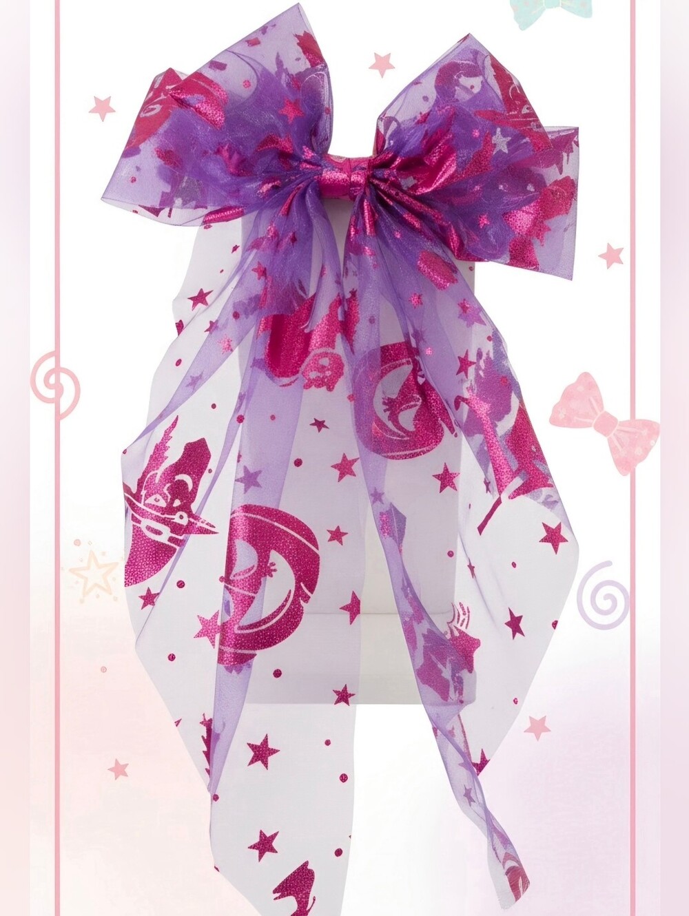 Sheer Purple & Pink Star Moon Hair Bow